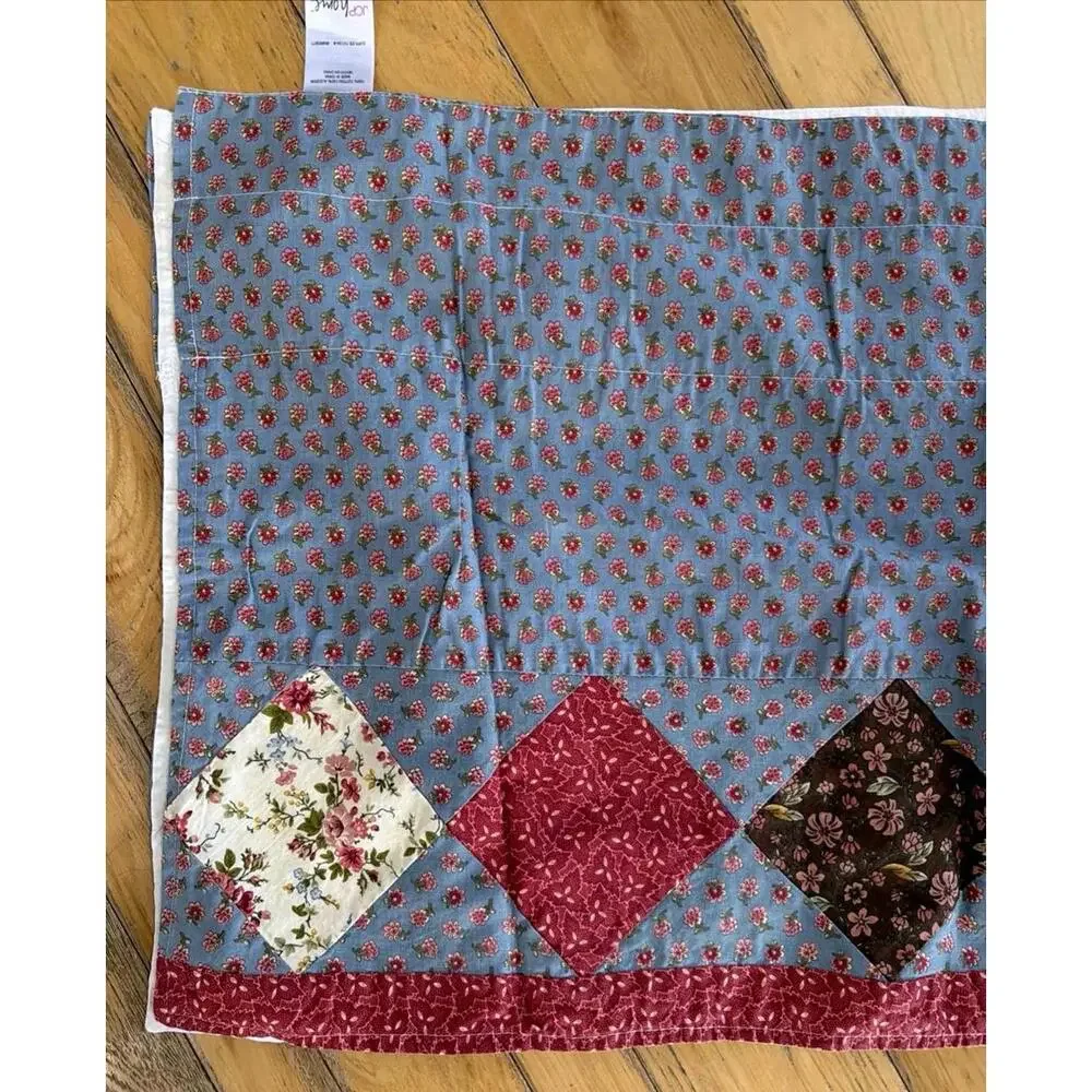 Lot 4 JCPenney Country Blue Floral Patchwork Quilted Valances 17x79” Farm Cottag